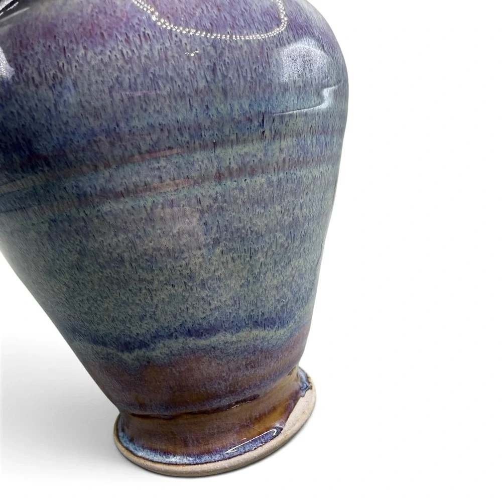 Stephen Bennett Signed Studio Pottery Vase Purple Blue Reactive Glaze 6.5